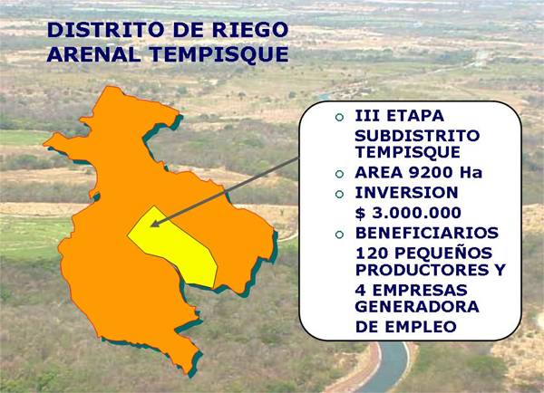 Imagen de la III etapa del Distrito de Riego Arenal Tempisque